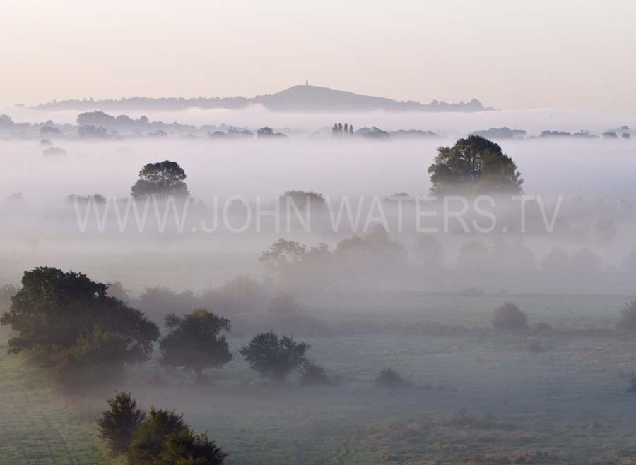 Misty dawn on the Somerset Levels